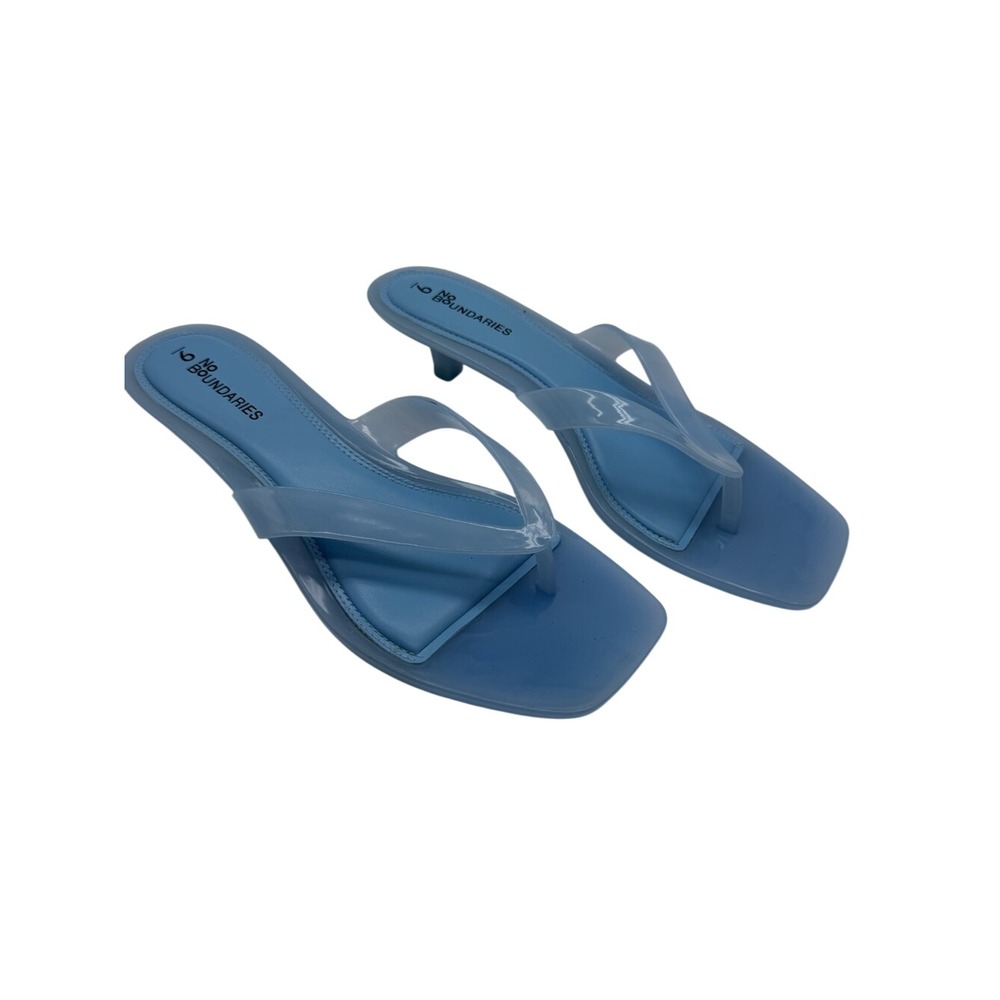 No Boundaries Jelly Light Blue Kitten Heel Flip Flop Thong Sandals Size 9